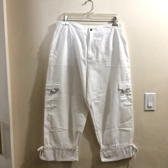 France Blanc du Nil 100% cotton capris cargo pants - Picture 1 of 8